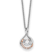 Sterling Silver Rhodium Rose-Tone Vibrant CZ Warm Embrace 18in Necklace