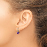 Sterling Silver Antiqued w/14k Leaf 1.20AM Amethyst Dangle Post Earrings