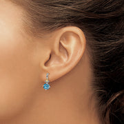 Sterling Silver Antiqued w/14k Leaf 1.75BT Lt Swiss Bl. Topaz Post Earrings