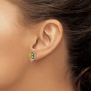 Sterling Silver w/14k Antiqued Braided Oval 2.09CI Citrine Post Earrings