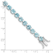 Sterling Silver Rhodium-plated Polished 5mm Blue Topaz Bracelet
