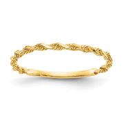 14K Diamond-cut Textured Rope Band Ring