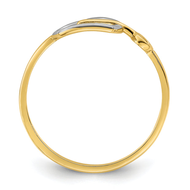 14k w/Rhodium Heart and Key Ring