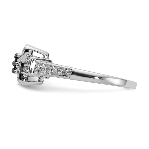 14k White Gold White and Black Diamond Square Ring