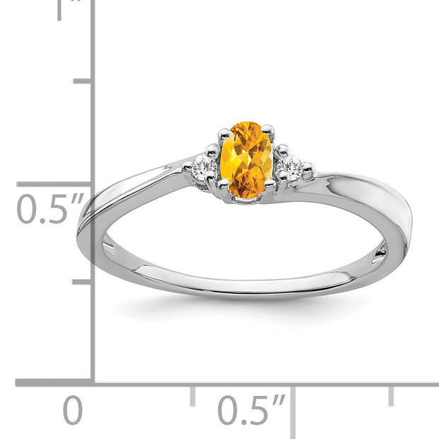 14k White Gold Citrine and Diamond Ring