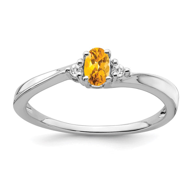 14k White Gold Citrine and Diamond Ring
