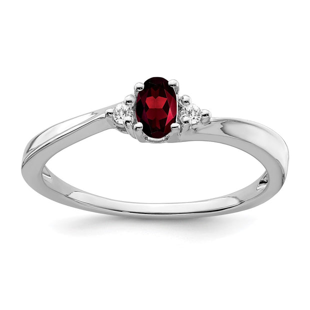 14k White Gold Garnet and Diamond Ring