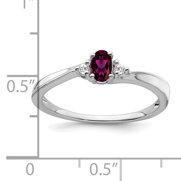 14k White Gold Rhodolite Garnet and Diamond Ring