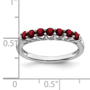 14k White Gold Garnet and Diamond 7-stone Ring