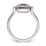 14k White Gold Polished Garnet and Diamond Flip Ring