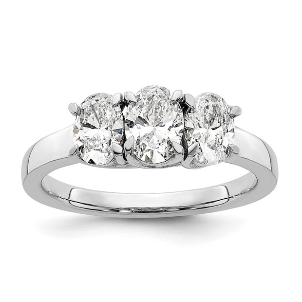 14kw 1.30ctw VS DEF Lab Grown Diamond 3 Stone Oval Ring