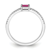 14k White Gold Polished Ruby and Diamond Ring