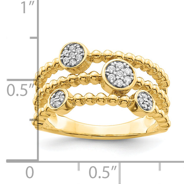 14k Polished Pave Circles Multi-band Diamond Ring
