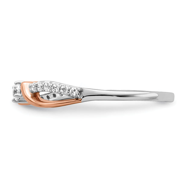 14k Two-tone White & Rose Polished Fancy Diamond Ring