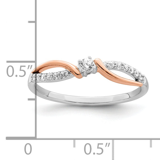 14k Two-tone White & Rose Polished Fancy Diamond Ring