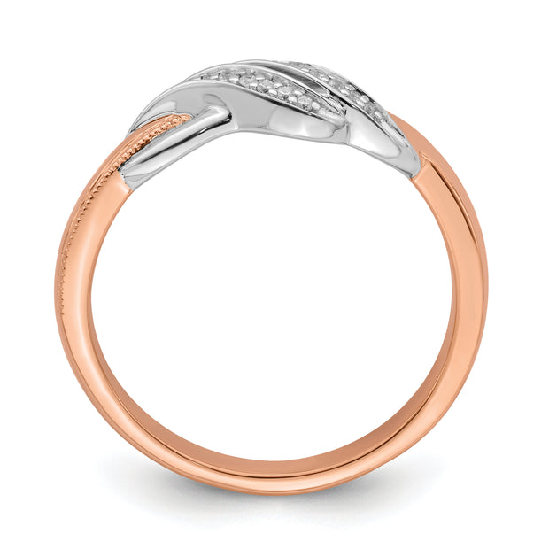 14k Two-tone White & Rose Polished Fancy Diamond Ring
