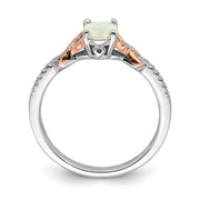14k Two-tone Polished Oval Opal & Diamond Ring