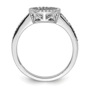14k White Gold Polished Pave Circle Diamond Ring