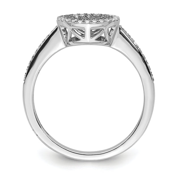 14k White Gold Polished Pave Circle Diamond Ring