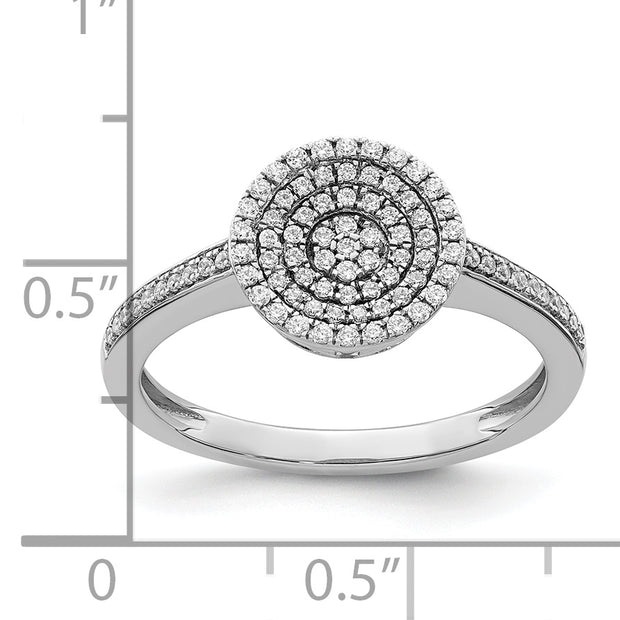 14k White Gold Polished Pave Circle Diamond Ring