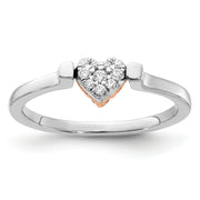 14k Two-tone White & Rose Polished Ruby and Diamond Heart Flip Ring