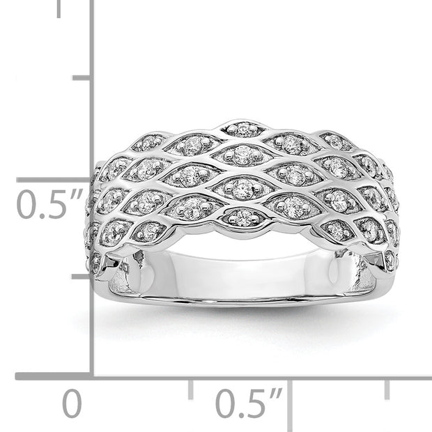 14k White Gold Polished Fancy Diamond Ring