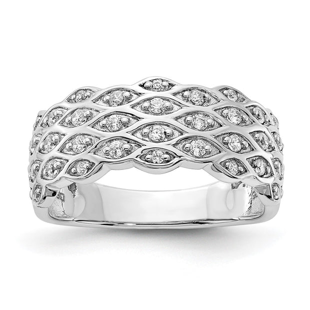 14k White Gold Polished Fancy Diamond Ring