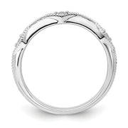 14k White Gold Polished Knife Edge Diamond Ring
