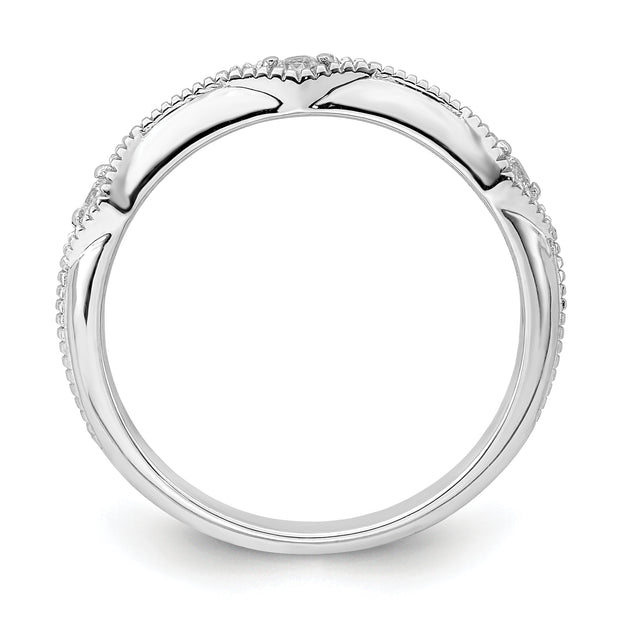 14k White Gold Polished Knife Edge Diamond Ring