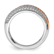 14k Two-tone Polished Pave Diamond Ring