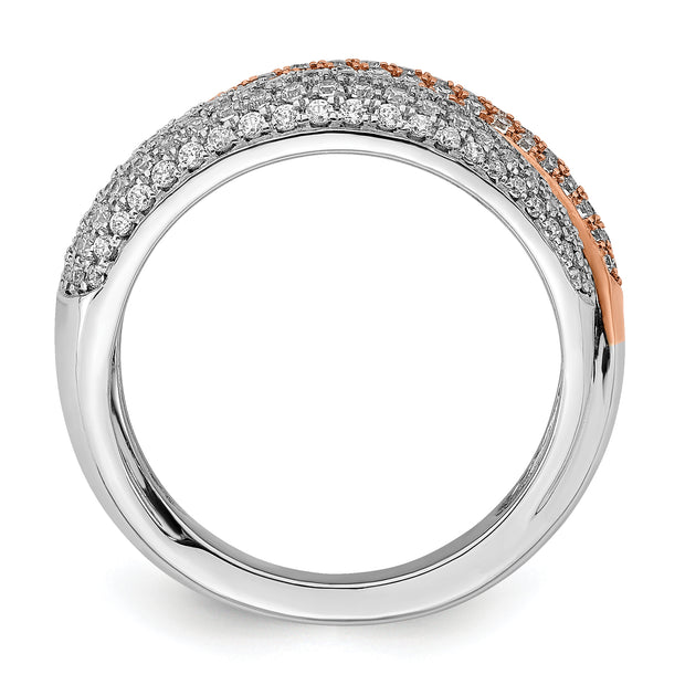 14k Two-tone Polished Pave Diamond Ring