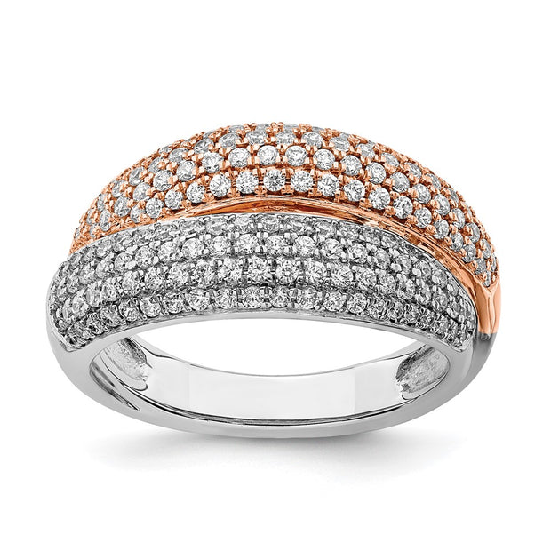14k Two-tone Polished Pave Diamond Ring