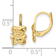14K Madi K Polished Teddy Bear Leverback Earrings