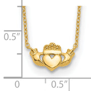 14k Polished Claddagh 17 inch Necklace