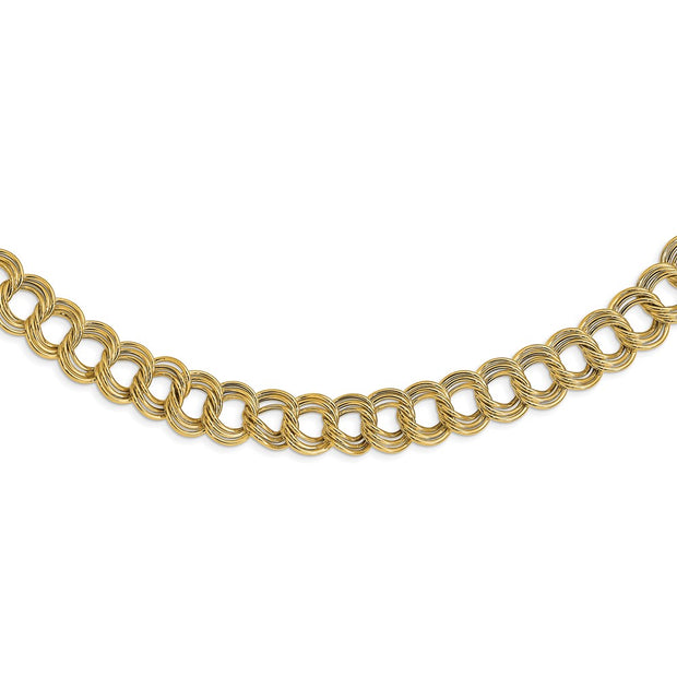 14K Polished Fancy Triple Link Necklace