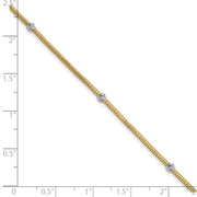 14K Two-tone Gold Woven Flexible D/C Beads Bracelet