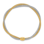 14K Two-tone Twisted Woven Mesh Stretch Bracelet