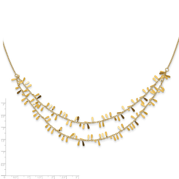 14K Polished Double Strand Fancy Link w/2 in ext. Necklace
