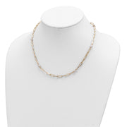 14K Two-tone Polished D/C Beads & Fancy Link Necklace