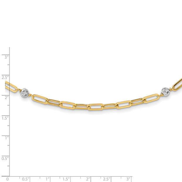 14K Two-tone Polished D/C Beads & Fancy Link Necklace