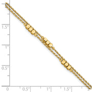 14K Polished D/C Beaded Double Strand Bracelet