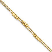 14K Polished D/C Beaded Double Strand Bracelet