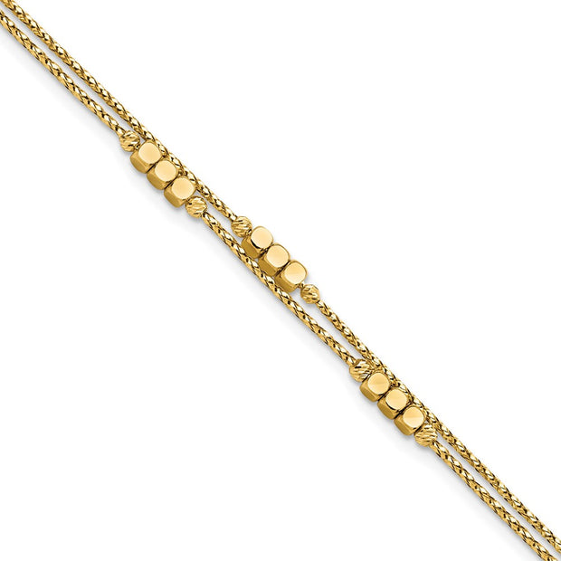 14K Polished D/C Beaded Double Strand Bracelet
