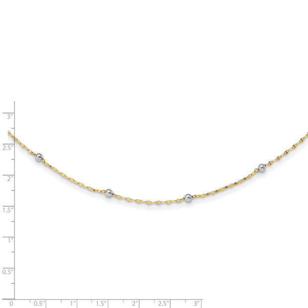 14K Two Tone Polished Bead Fancy Necklace