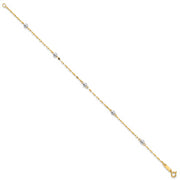 14K Two Tone Polished Bead Bracelet