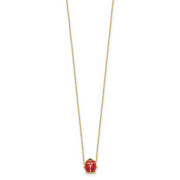 14k Polished Enameled Large Ladybug 16.5in Necklace