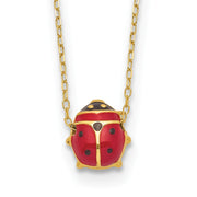 14k Polished Enameled Large Ladybug 16.5in Necklace