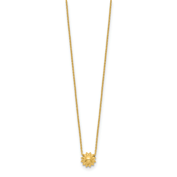 14k Polished Puffed Sun 16.5in Necklace