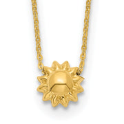 14k Polished Puffed Sun 16.5in Necklace