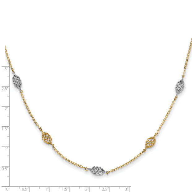 14K Two-tone Polished Spiral 5 Station Necklace